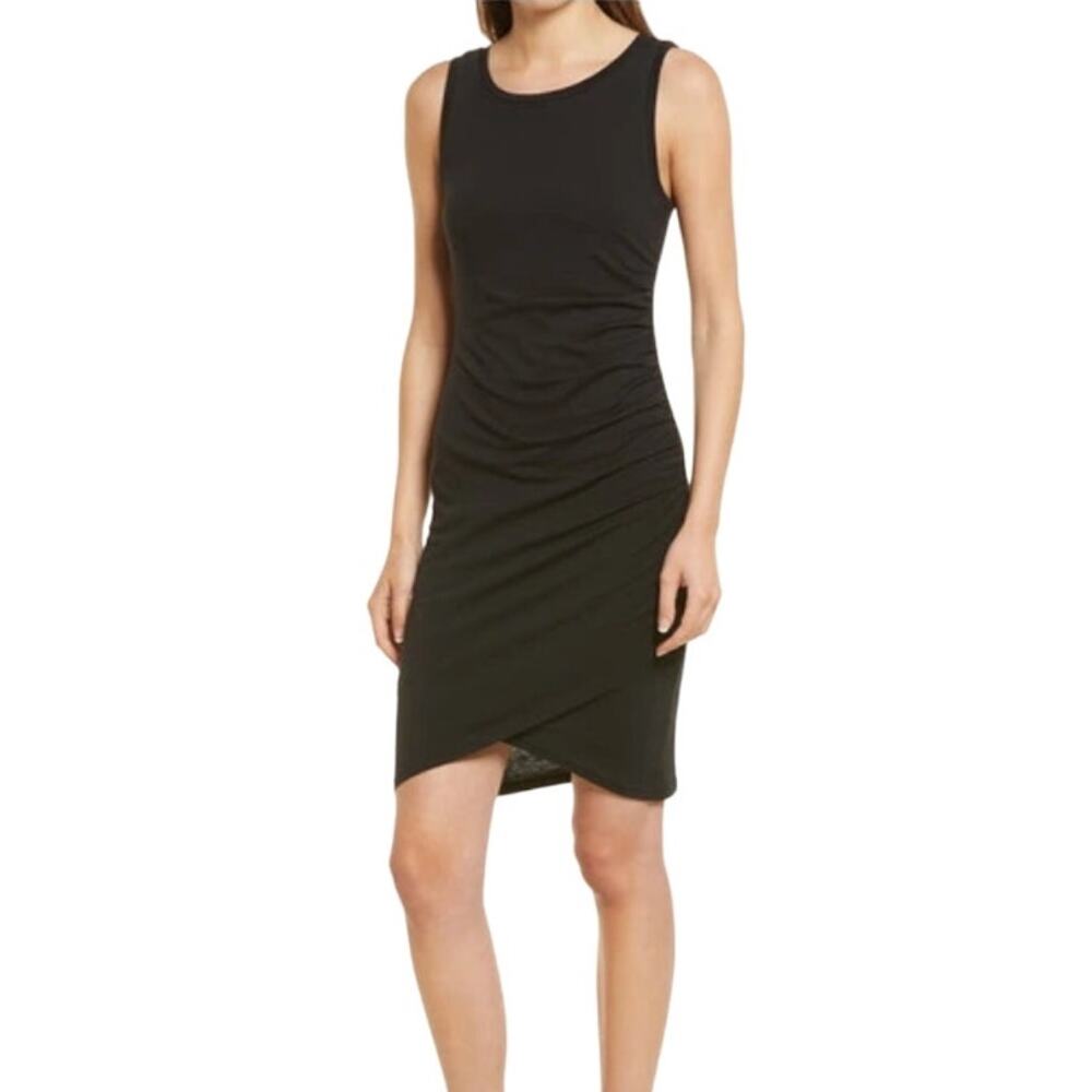Treasure & Bond Dress Black Small Ruched Side Sleeveless Tank Mini Summer Casual